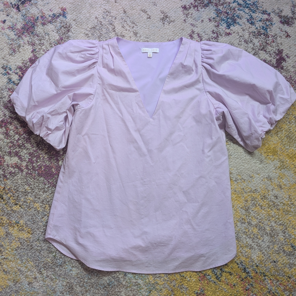 Anna Cate small Purple Ruffled Puff Sleeve Blouse